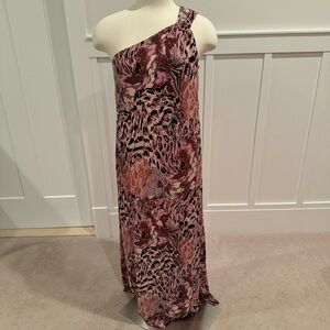 Laundry Shelli Segal new one shoulder animal print maxi dress size 4